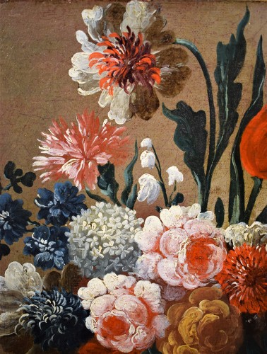 Antiquités - Paire "Natures mortes de fleurs" Maître des fleurs Guardeschi, Venise XVIIIe